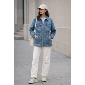 Knox Rose Denim Jacket Zipper Blazer M EUC